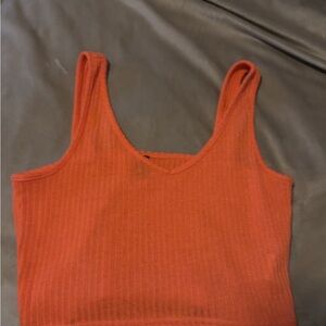 SHEIN Orange Ribbed Crop Tank Top